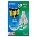 Raid Liquido Elettrico Antizanzare, Fragranza all'Eucalipto, 60 Notti, Ricarica 36 ml